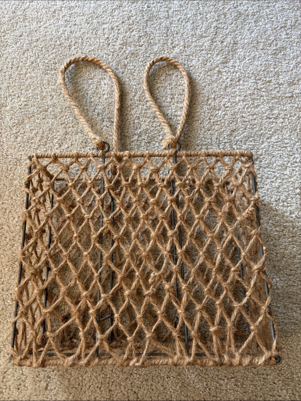Rope & Metal Diamond Shape Design-Home Decor-Wine/Bottle Tote Bag with Handles